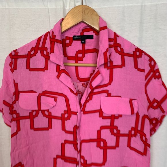 Gibson x Hi Sugarplum! Women's Short Sleeve Button Front Shirt Size Small PETITE - Picture 2 of 5